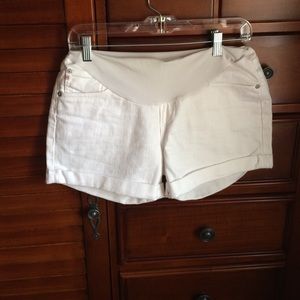 Maternity white denim shorts