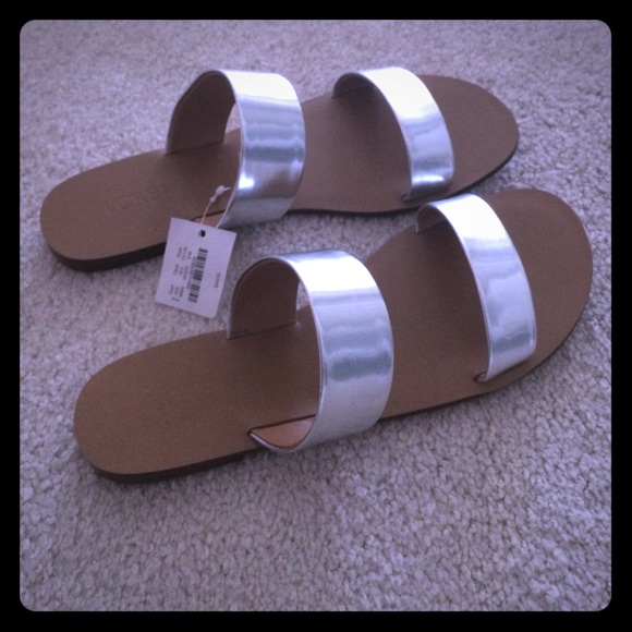 J. Crew Shoes - J CREW Silver Metal 100% Italian leather Sandal