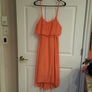 High low bright orange sundress
