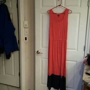 Long maxi color block dress