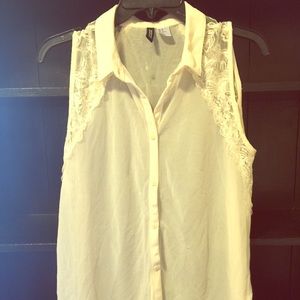 Cream see through with lace tank