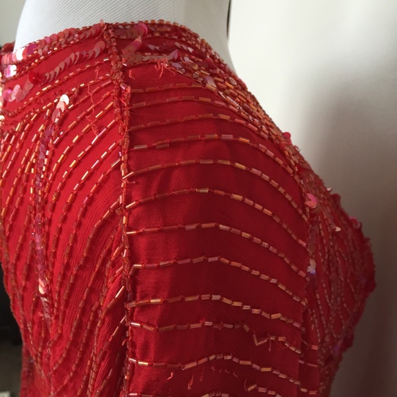 Scala Milan Red silk hand beaded cocktail dress - Picture 3 of 4