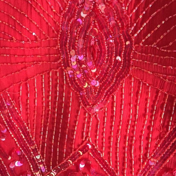 Scala Milan Red silk hand beaded cocktail dress - Picture 4 of 4