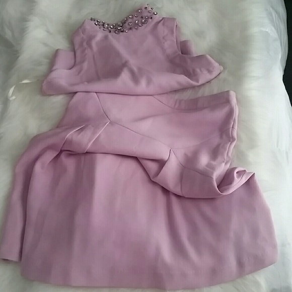 2-Piece Rhinestone Crop Top with Skirt