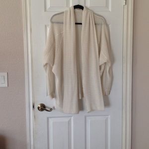 White oversized knit batwing sweater