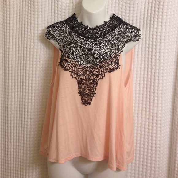 Beautiful pink and black lace top