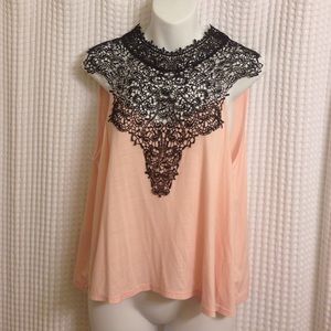 Beautiful pink and black lace top