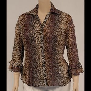 Leopard Floral Print Babydoll Blouse