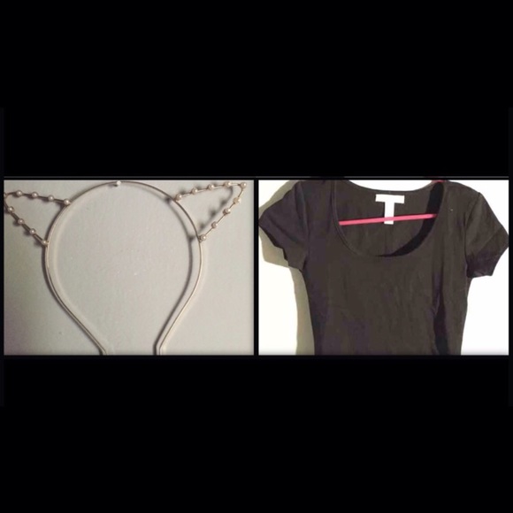 Cat ears & Black Crop Top