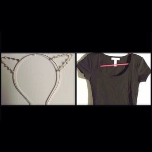 Cat ears & Black Crop Top