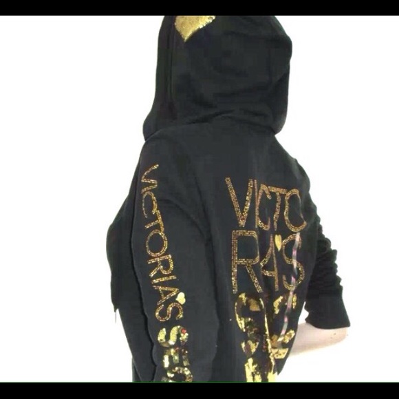 Black and gold bling victoria secret hoodie rare!!