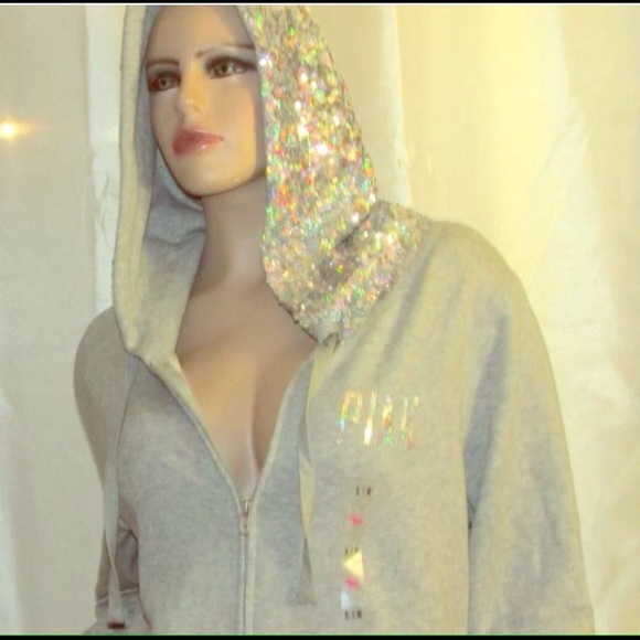 Grey bling crest hoodie