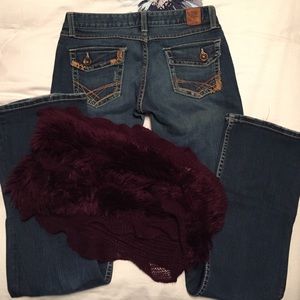 BKE Stretch Stella jeans and infinity scarf bundle