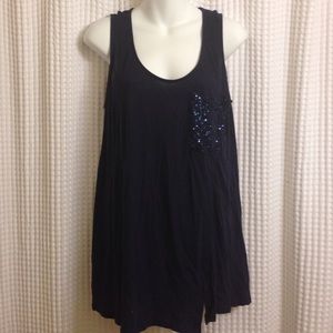 Express 💋navy blue tank w/ sequin pocket