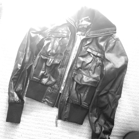 Faux leather and floral jacket🌺
