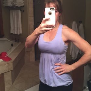Light purple work out tank with built in bra