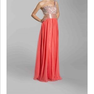Coral One Shoulder Prom Dress
