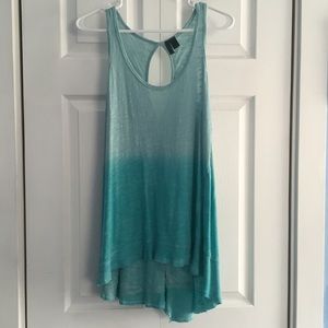 Ombré distressed edge oversize tank top