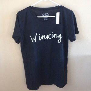 Black "winking" J Crew linen  t-shirt