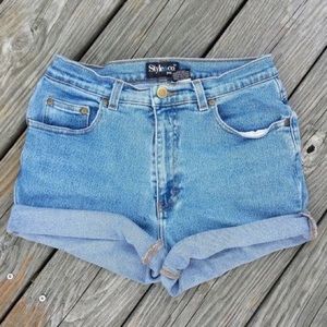 Light wash high waisted shorts