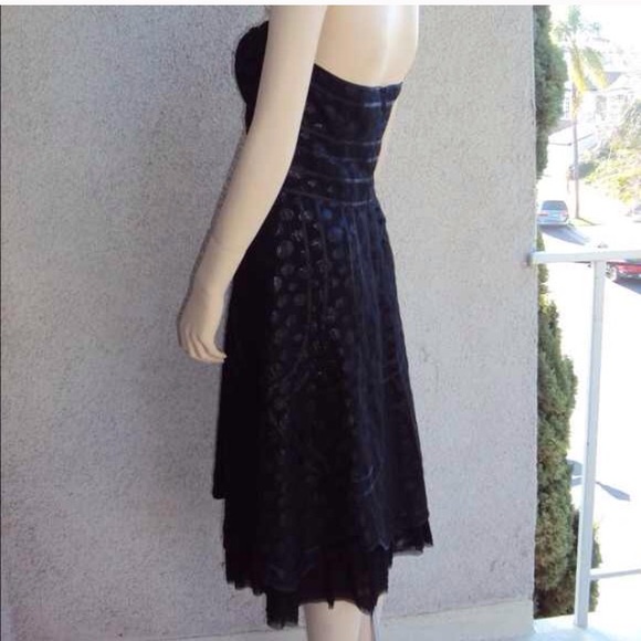 Black Strapless Dress with Black Polka Dots - Picture 4 of 4