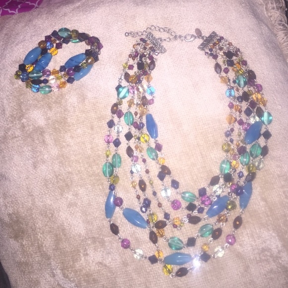 Lia Sophia multi colored necklace and bracelet