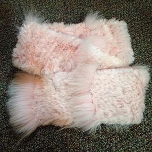 Powder pink real fur scarf