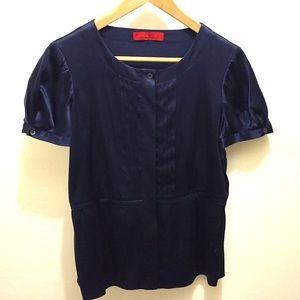 Carolina Herrera Silk Navy Blue Blouse