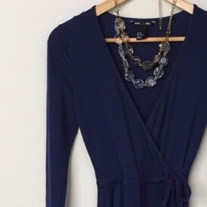 Simple Blue Wrap Dress