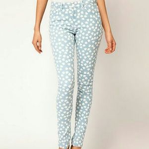 Asos Blue Skinny Jean in Heart Print
