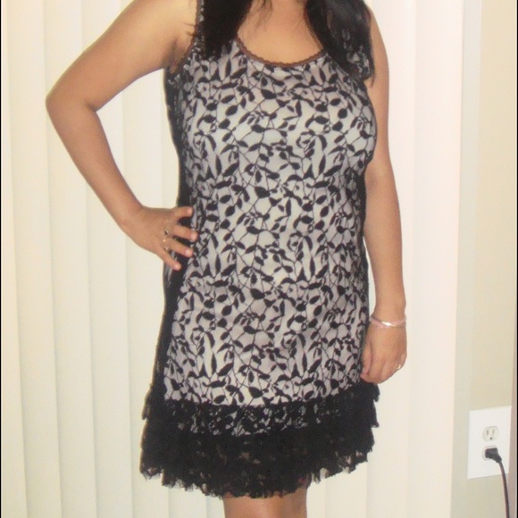 Black dress with cream lining