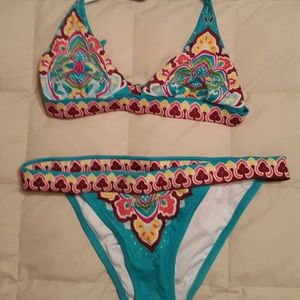 VS turquoise with paisley print bikini set