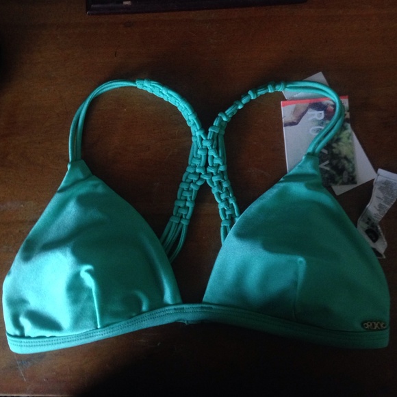 ROXY crochet back bikini top in green