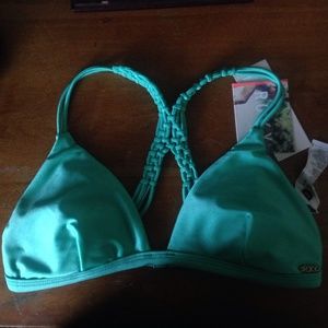 ROXY crochet back bikini top in green