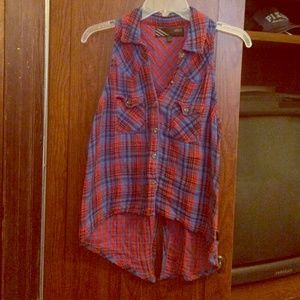 Vans blue and red plaid open back racer back tank