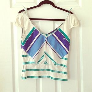 Cap sleeve striped top
