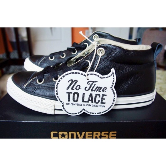 Mid top slip on leather converse