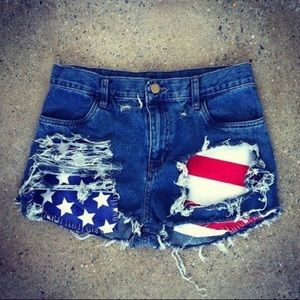 American flag high waisted shorts