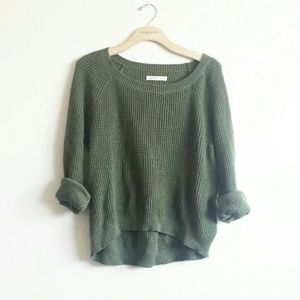Olive Slouchy Knitted Sweater L