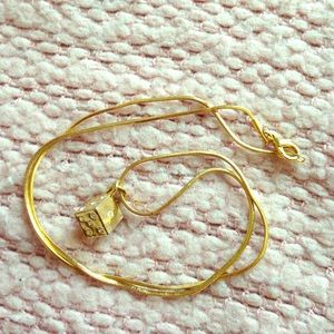 Gold square dice necklace