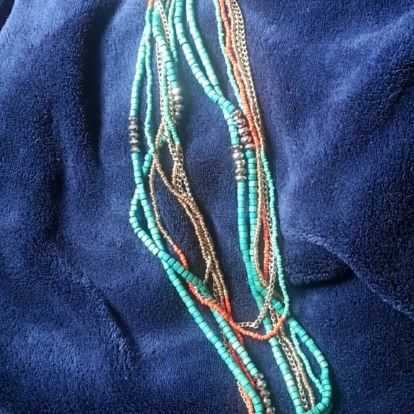 Turquoise and Orange with silver embellishments - Picture 2 of 3