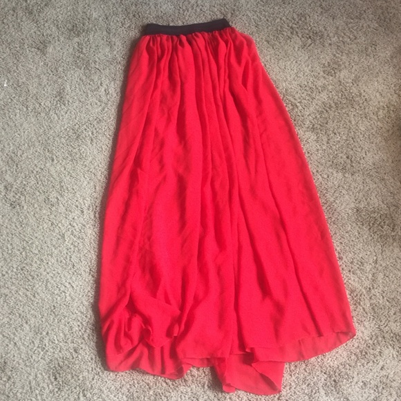 Red Maxi Skirt