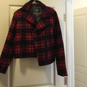 Brand new Gap plaid short motto jacket
