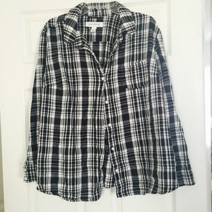 Pure energy black and white checkered print top 3x