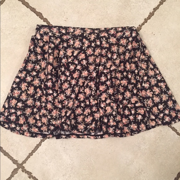 Black skirt with pink floral pattern