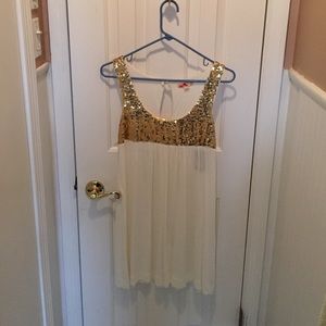 Forever 21 gold sparkle top / white dress