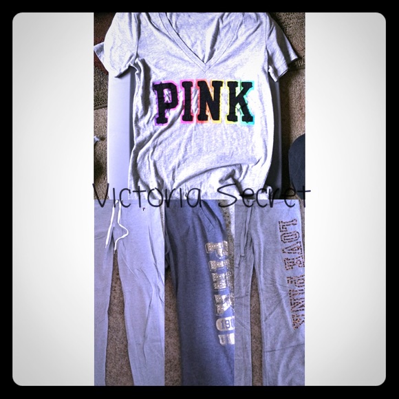 SOLD‼️Lot of 3 Victoria Secret Pants & Tshirt - Picture 1 of 4