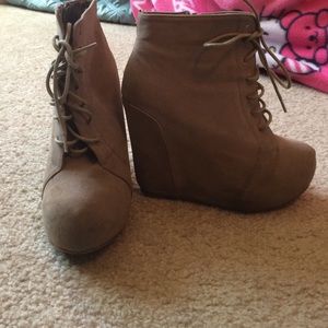 Tan wedge bootie!