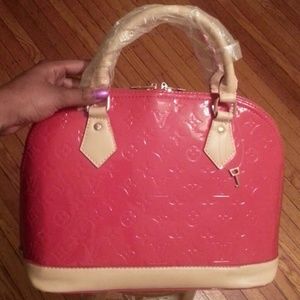 Patent leather inspired red bag never used