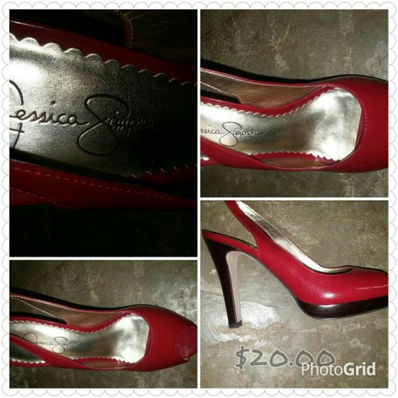 Jessica Simpson sling back Red Patent heels